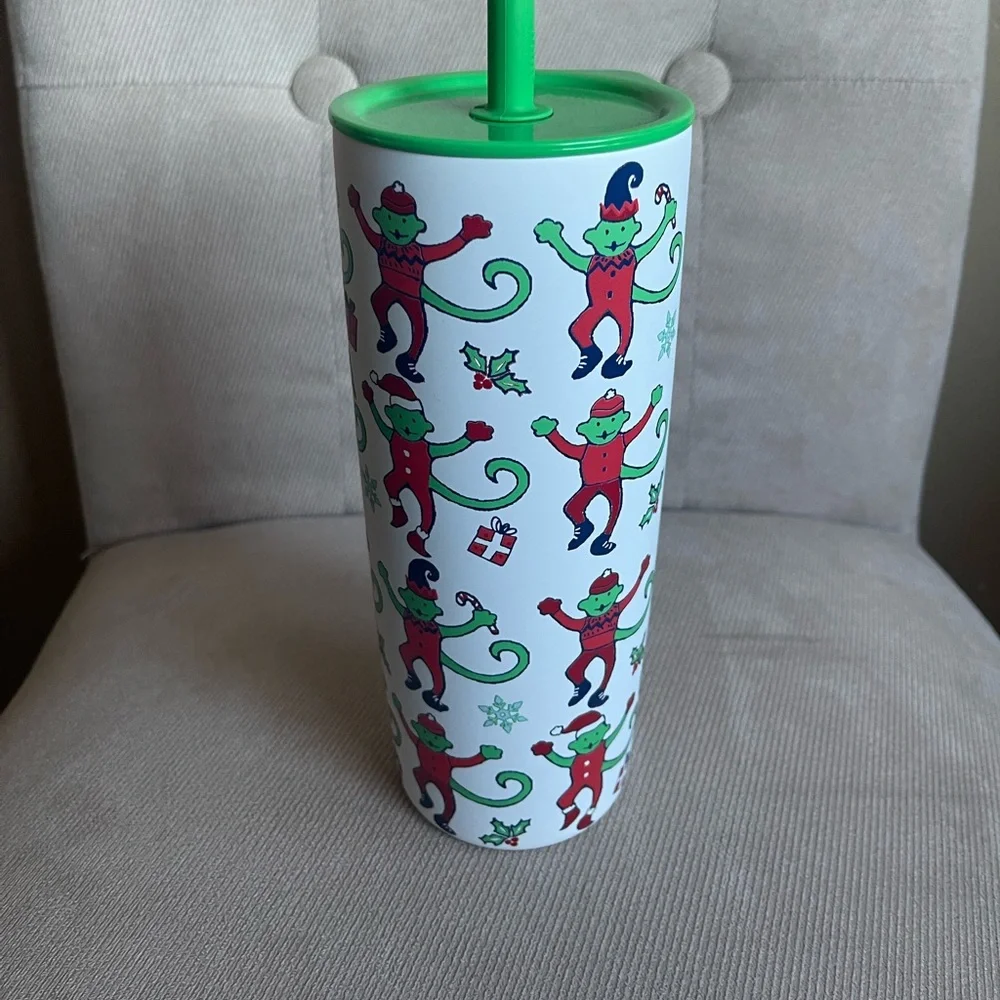 STARBUCKS x Roller Rabbit 2025 Christmas Tumbler 24oz Cup w Lid & Straw NEW - Picture 4 of 6